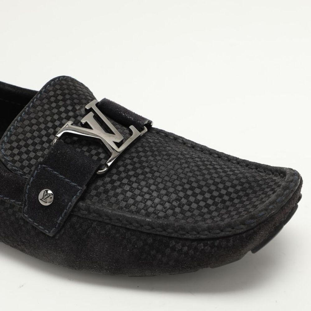 Louis Vuitton Black Damier Embossed Suede Monte Carlo Loafers Size 42.5 - Picture 7 of 7